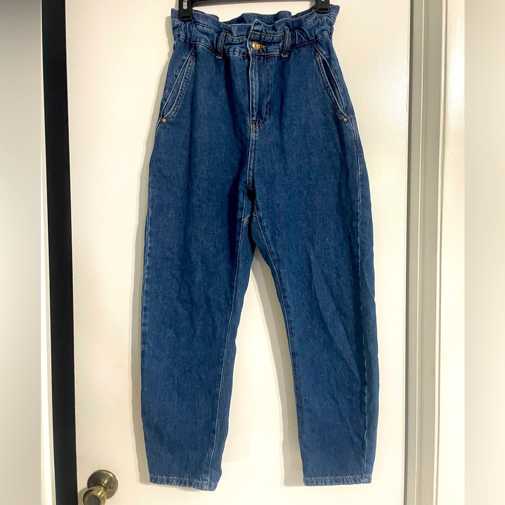 Zara high waist paper bag jeans